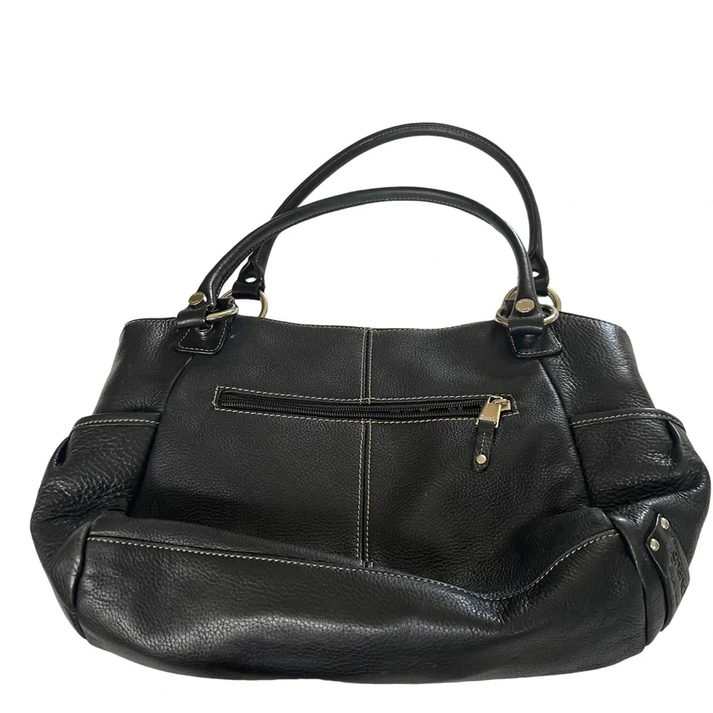 TIGNANELLO Black Pebbled Supple Leather Handbag Purse.